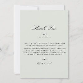 Elegante Black & Sage Green Danke Karte