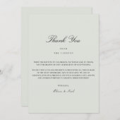 Elegante Black & Sage Green Danke Karte (Vorne/Hinten)