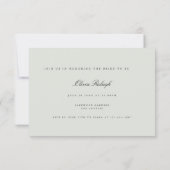 Elegante Black & Sage Green Junggeselinnen-Abschie Einladung (Rückseite)