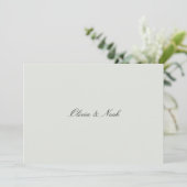 Elegante Black & Sage Green Probe Dinner Card Dankeskarte (Stehend Vorderseite)