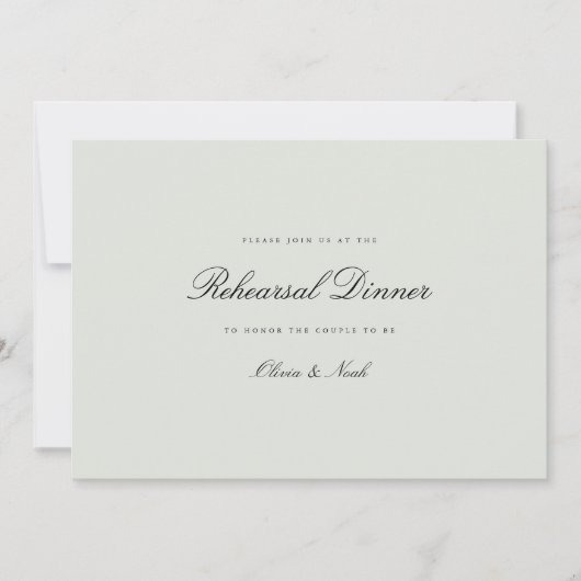Elegante Black & Sage Green Probe Dinner Card Dankeskarte (Vorderseite)