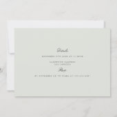 Elegante Black & Sage Green Probe Dinner Card Dankeskarte (Rückseite)