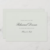Elegante Black & Sage Green Probe Dinner Card Dankeskarte (Vorne/Hinten)