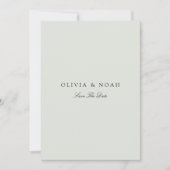 Elegante Black & Sage Green Save the Date Card Ankündigung (Vorderseite)