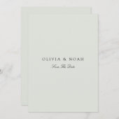 Elegante Black & Sage Green Save the Date Card Ankündigung (Vorne/Hinten)