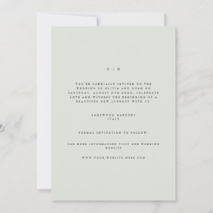 Elegante Black & Sage Green Save the Date Card Ankündigung