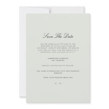 Elegante Black & Sage Green Save the Date Card