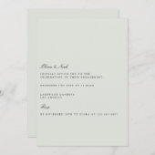 Elegante Black & Sage Green Verlobung Einladung (Vorne/Hinten)