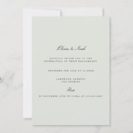 Elegante Black & Sage Green Verlobung Einladung