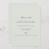 Elegante Black & Sage Green Verlobung Einladung (Vorne/Hinten)