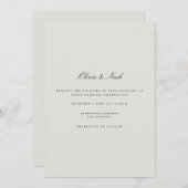 Elegante Black & Sage Green Wedding Einladungskart Einladung (Vorne/Hinten)