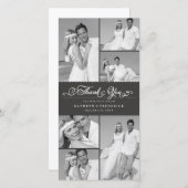 Elegante Black Scalloped Band 6 Foto Chic Wedding Dankeskarte (Vorne/Hinten)