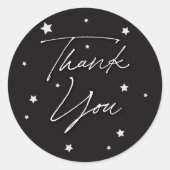 Elegante Black Scattered Stars Danke Runder Aufkleber (Vorderseite)
