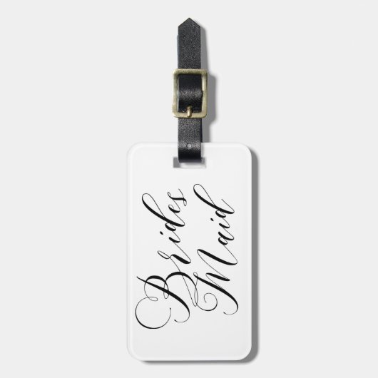 ELEGANTE BLACK SCRIPT BRIDESMAID GEPÄCKANHÄNGER (Vorderseite vertikal)