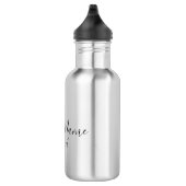 Elegante Black Script Business Salon Name Number Edelstahlflasche (Rechts)