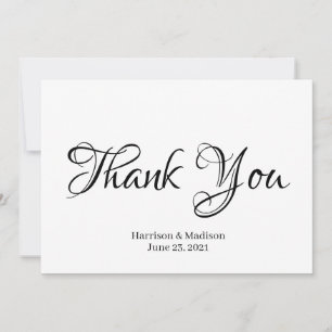 Elegante Black Script Custom Wedding Dankeschön Ca