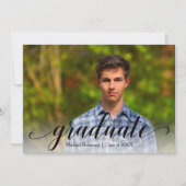 Elegante Black Script Foto Graduation Party Einladung (Vorderseite)