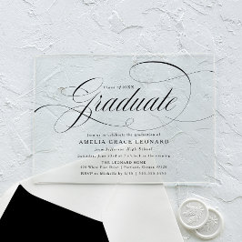 Elegante Black Script Graduation Party Acryleinladungen