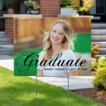 Elegante Black Script Overlay Graduate Foto Yard
