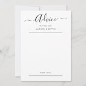Elegante Black Script Wedding Advice Card Einladung (Vorderseite)