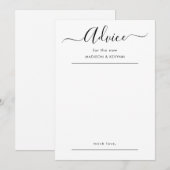 Elegante Black Script Wedding Advice Card Einladung (Vorne/Hinten)