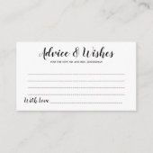 Elegante Black Script Wedding Advice & Wishings Ca Hinweiskarte (Vorderseite)