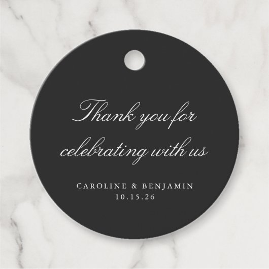Elegante Black Script Wedding Custom Vielen Dank Geschenkanhänger (Vorderseite)