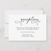 Elegante Black Script Wedding Reception Card RSVP Karte (Vorderseite)