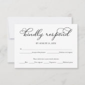 Elegante Black Script Wedding RSVP Card Karte (Vorderseite)