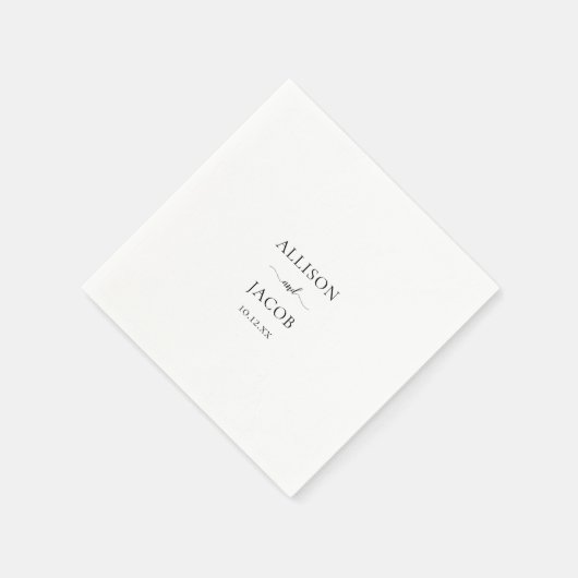 Elegante Black Script Wedding Serviette (Ecke)