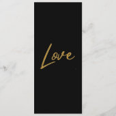 Elegante Black Shiny Liebe Heart Wedding Black Menükarte (Rückseite)