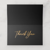 Elegante Black Shiny Liebe Heart Wedding Black Platzkarte (Innenseite Aufgefaltet)