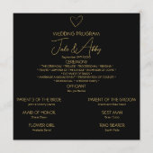 Elegante Black Shiny Liebe Heart Wedding Black Programm (Vorderseite)