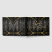Elegante Black Shiny Rustic Wood Wedding Gästebuch (Voll)