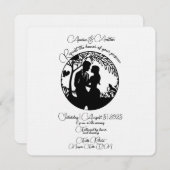 Elegante Black Silhouette Bridal Couple Einladung (Vorne/Hinten)