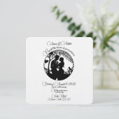 Elegante Black Silhouette Bridal Couple Einladung (Stehend Vorderseite)