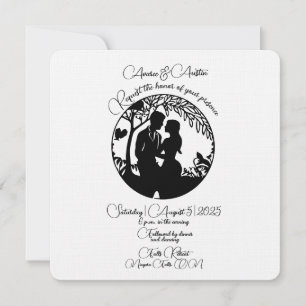 Elegante Black Silhouette Bridal Couple Einladung
