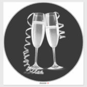 Elegante Black Silver Champagne Glass Stickers Aufkleber (Blatt)