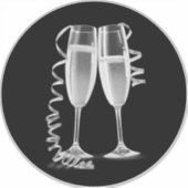 Elegante Black Silver Champagne Glass Stickers Aufkleber (Vorderseite)