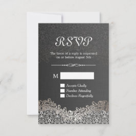 Elegante Black Silver Damask RSVP-Karte RSVP Karte