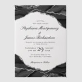 Elegante Black Silver Foil Agate Wedding Pergament Einladungen (Vorderseite)