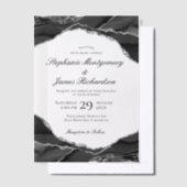 Elegante Black Silver Foil Agate Wedding Pergament Einladungen (Versetzt)