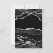Elegante Black Silver Foil Agate Wedding RSVP Karte (Rückseite)
