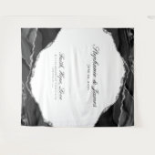 Elegante Black Silver Foil Agate Wedding Wandteppich (Vorderseite (Horizontal))