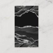 Elegante Black Silver Foil Agate Wedding Website Begleitkarte (Rückseite)