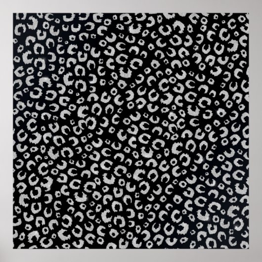 Elegante Black Silver Glitzer Leopard Animal Print Poster (Vorne)