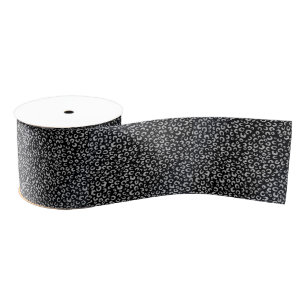 Elegante Black Silver Glitzer Leopard Animal Print Ripsband
