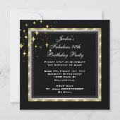 Elegante Black Silver Gold Women's Birthday Party Einladung (Rückseite)