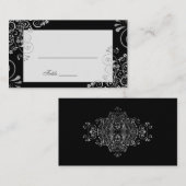 Elegante Black Silver Gray Swirl Wedding Platzkarte (Vorne/Hinten)