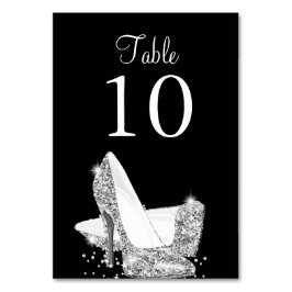 Elegante Black Silver Heelses Tischnummer Card